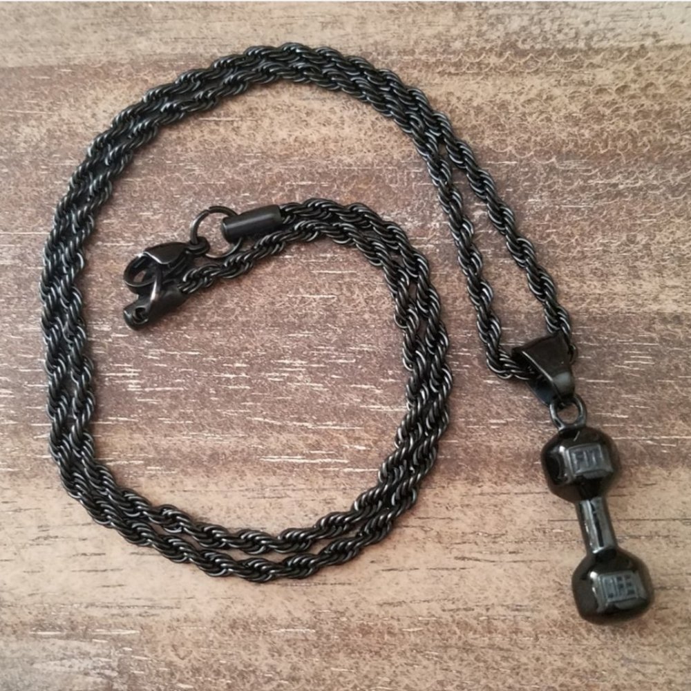 NWT Dumbbell Necklace - Black
